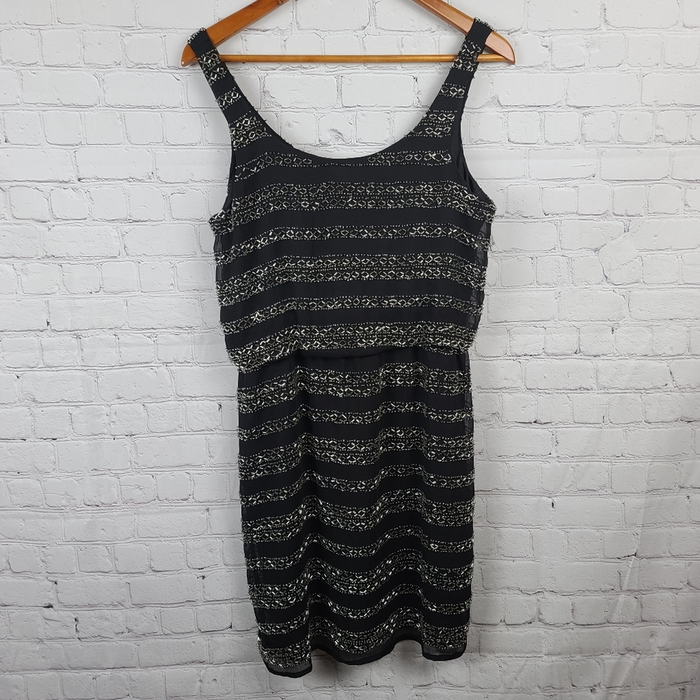 Romeo & Juliet Couture black beaded dress Sz Med